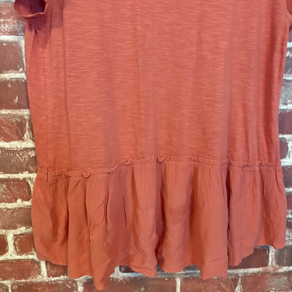 LOFT Rust Ruffle-Hem Short Sleeve Top - Picture 6 of 7
